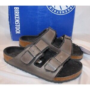 Birkenstock Sandals Men Arizona Leather Strap‎ Sandals GRAY EU 45 US 12 REGULAR